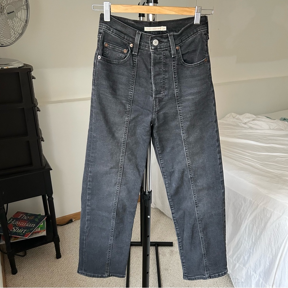 Levi’s Ribcage Straight Ankle Seamed Jean Black 24